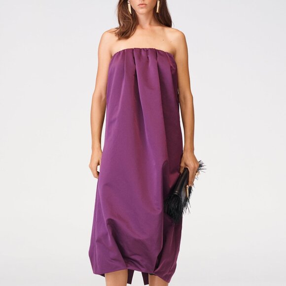 ZARA WOMAN NWT FW23 STRAPLESS PANELLED DRESS LIMITED EDITION AUBERGINE 8248/754 - Picture 6 of 16